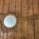 Vintage guitar-shaped rattan mirror