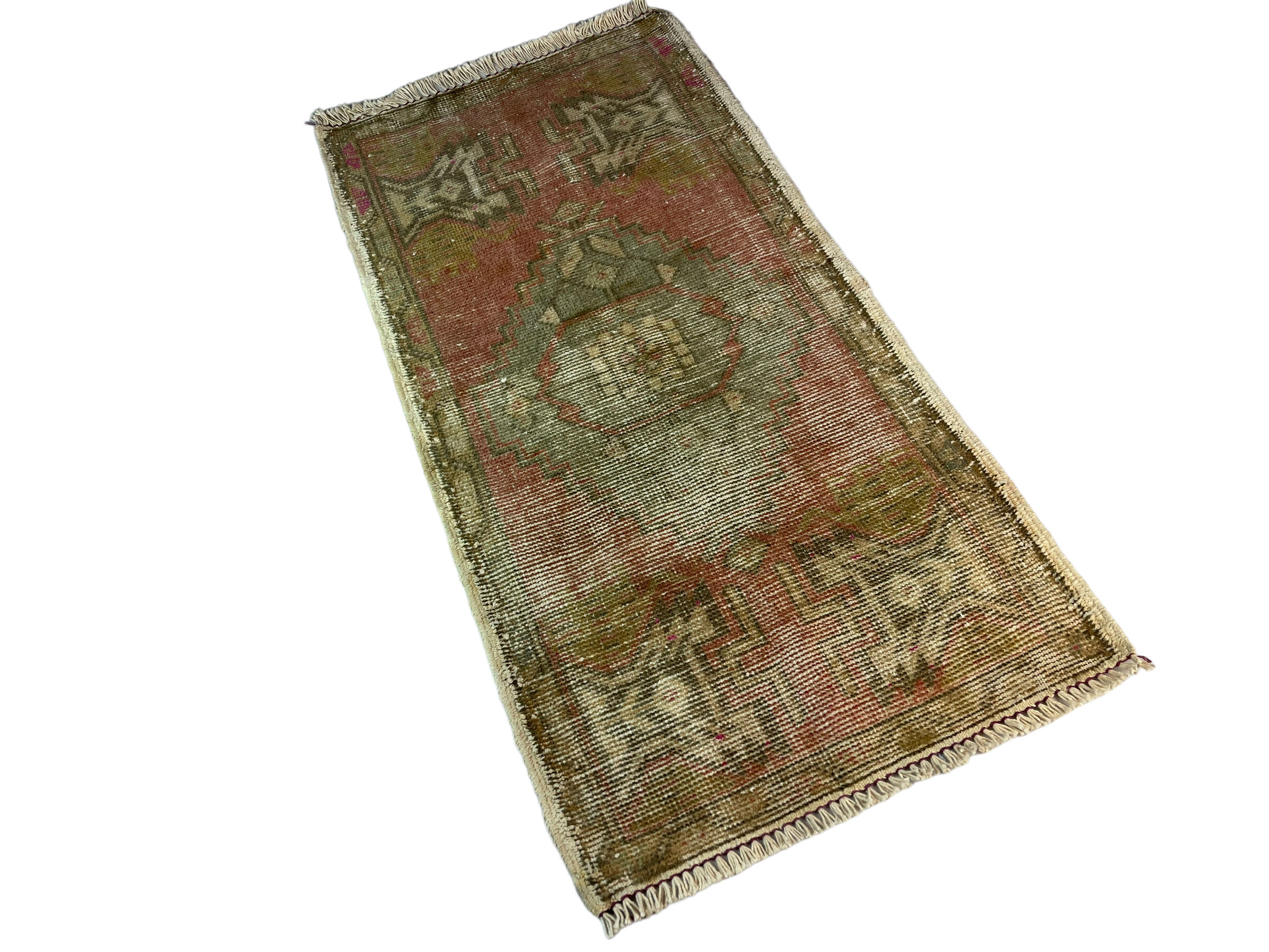 VINTAGE TURKISH PASTEL MINI RUG , 101 x 51 cm