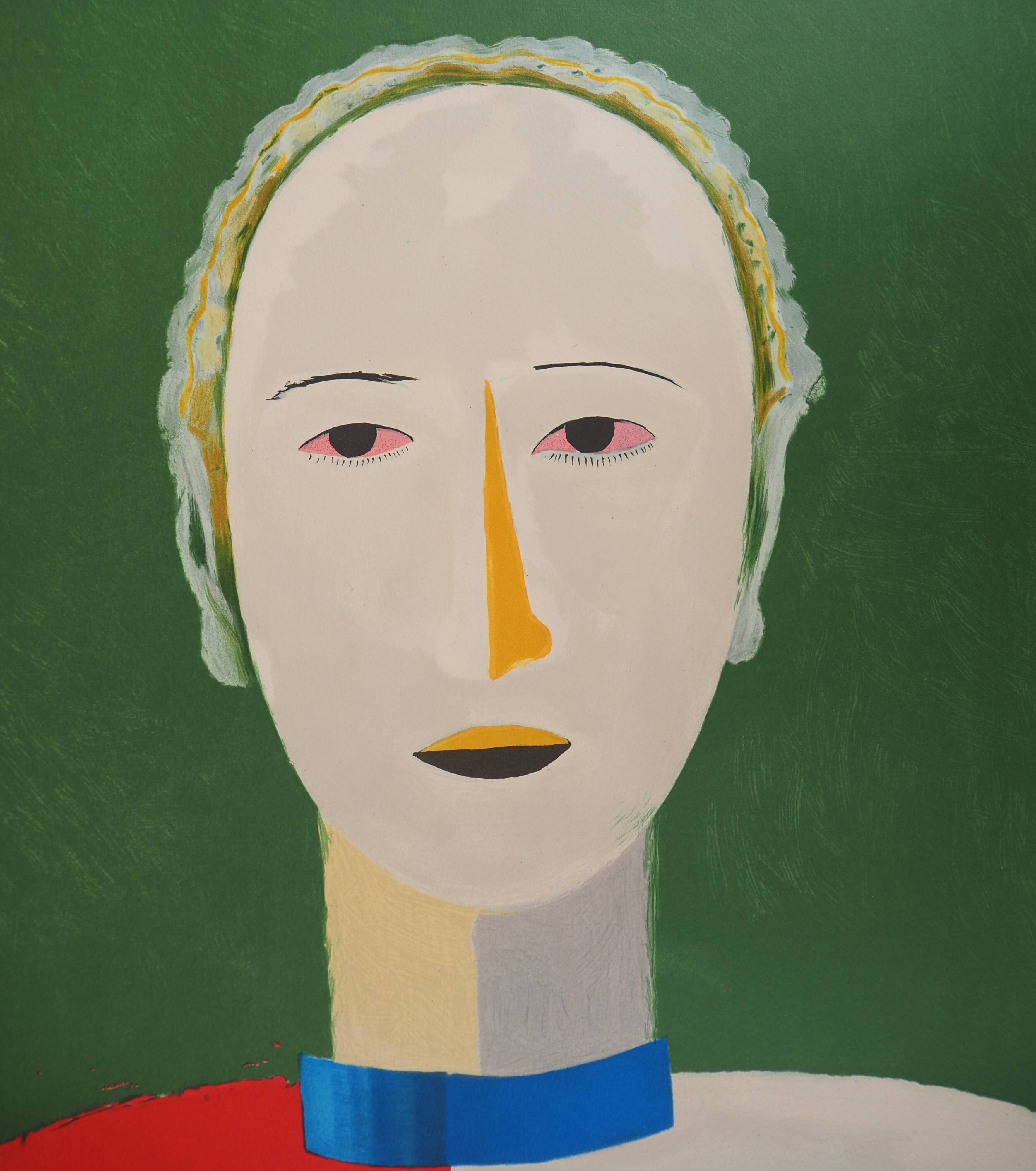 Kasimir Malevich: Smiling portrait, signed lithograph (Mourlot)