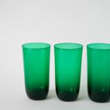 Lot de 4 verres à eau en verre vert, Design, 1970