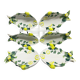 Set of 8 Italian fish plates in Barbotine ceramic.
