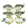 Set of 8 Italian fish plates in Barbotine ceramic.
