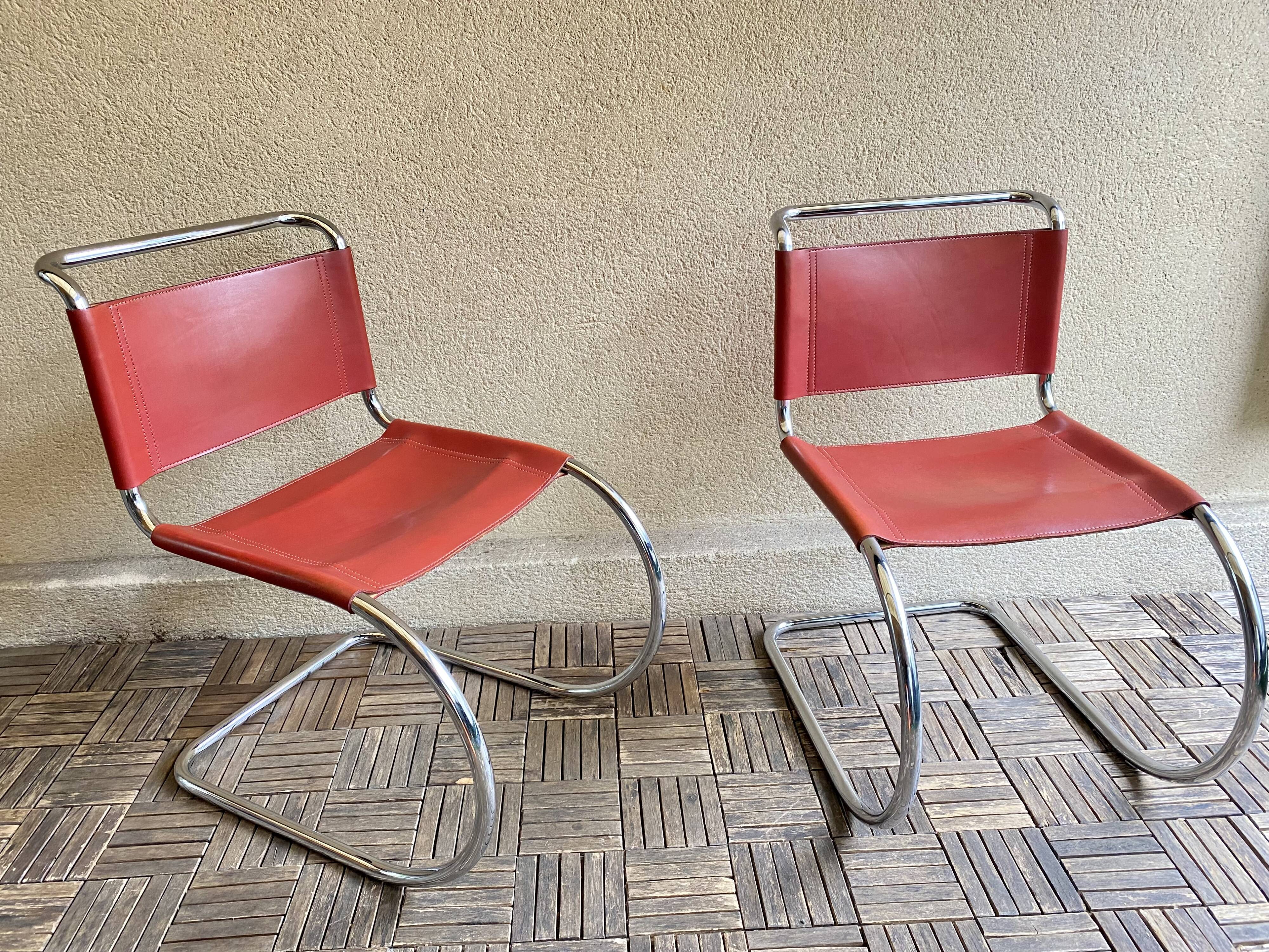 Pair of chairs MR 10 design Ludwig Mies Van Der Rohe vintage edition 90s