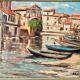 Painting signed Filhos oil on panel 1950 "Martigues"