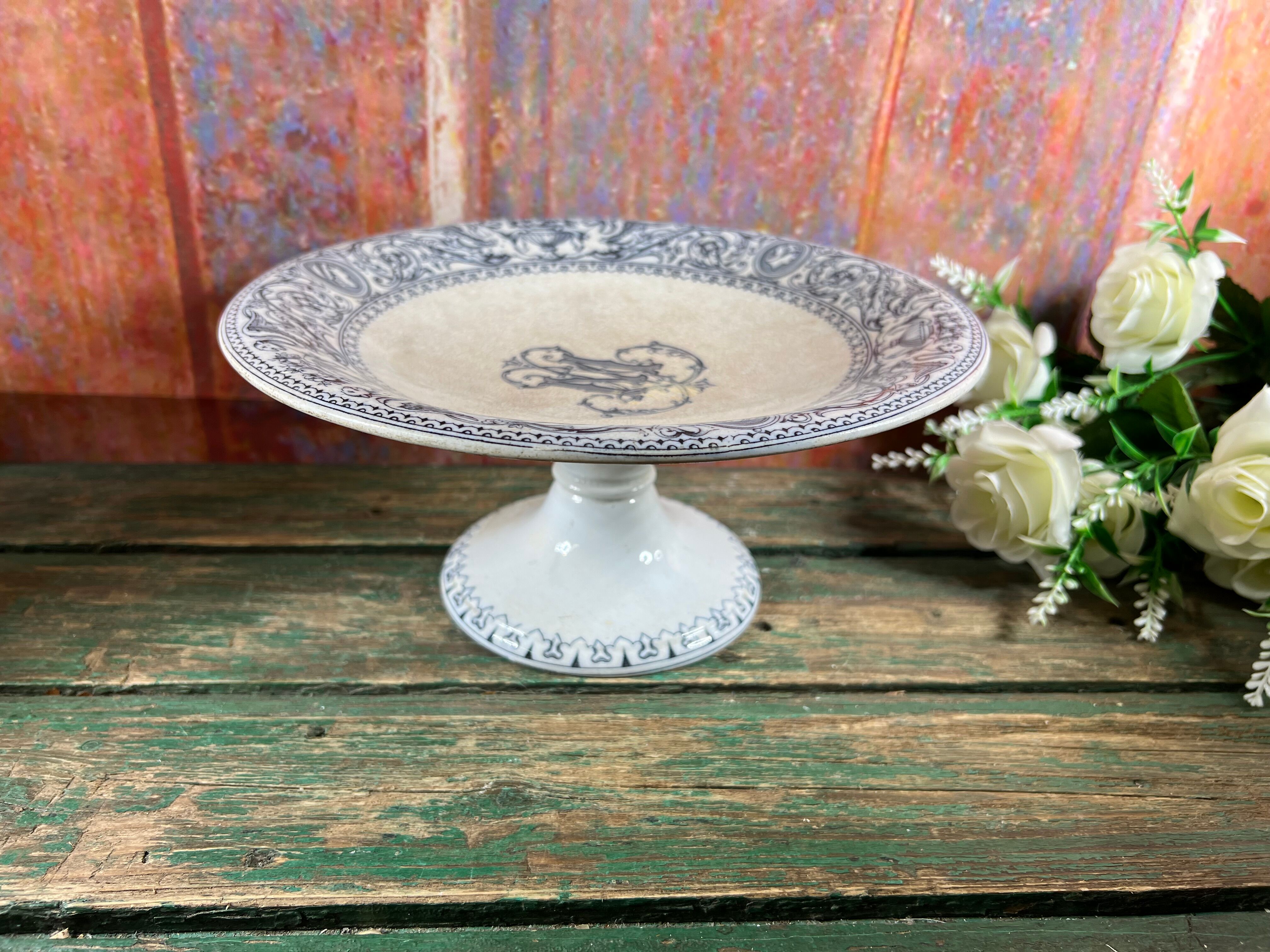 Stand cup compotier iron earth Minton monogram M