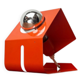 Lampe de table métallique orange minimaliste de l'ère spatiale moderne du milieu du siècle, années 1960