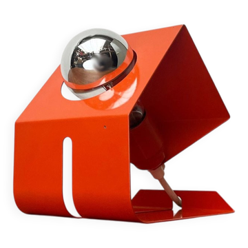 Lampe de table métallique orange minimaliste de l'ère spatiale moderne du milieu du siècle, années 1960