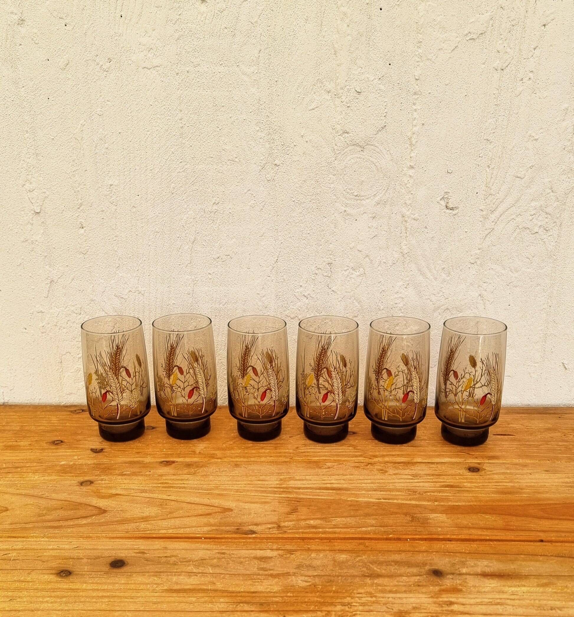 Vintage orangeade service J.G. Durand Tivoli in smoked glass, 7 pieces.