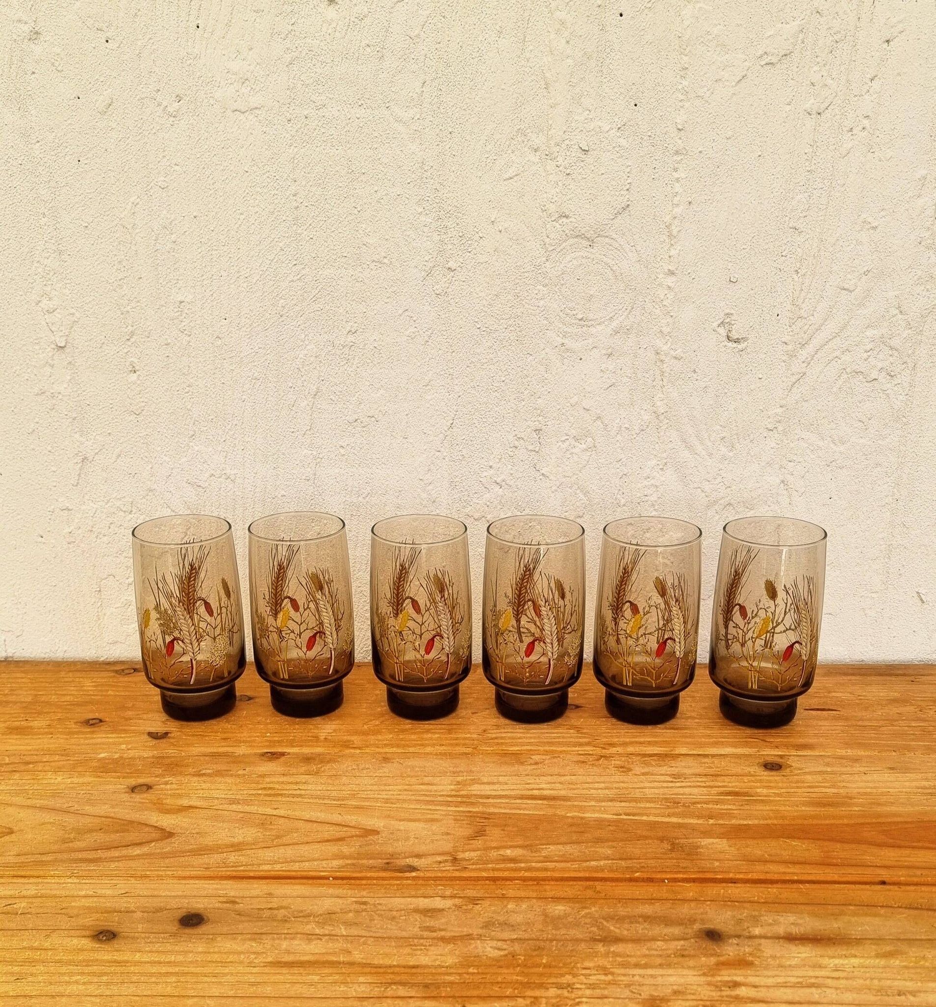 Vintage orangeade service J.G. Durand Tivoli in smoked glass, 7 pieces.