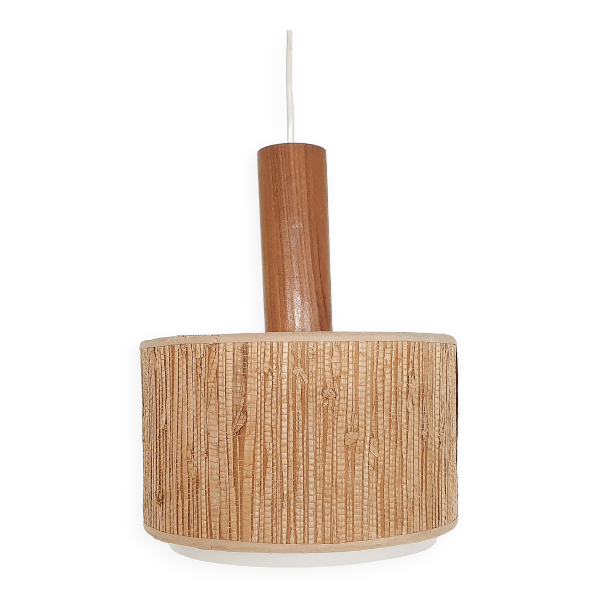 Scandinavian modern rattan pendant light, 1960's