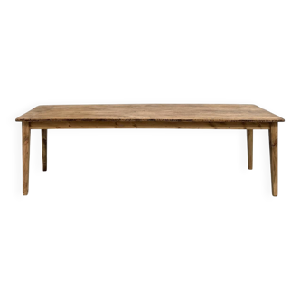 Farm table in solid pine, tapered legs, France, 1950s