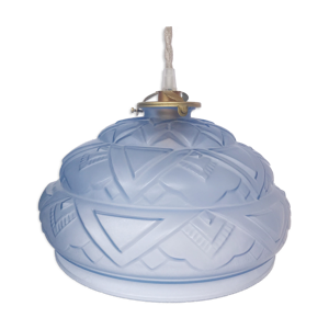 Suspension motif Art Deco bleue