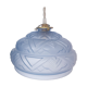 Blue Art Deco motif pendant light in pressed molded glass