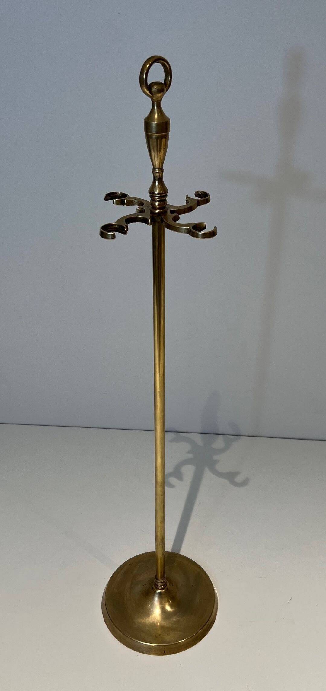 Neoclassical Brass Fire Tool Set with Horse Head Handles, in the