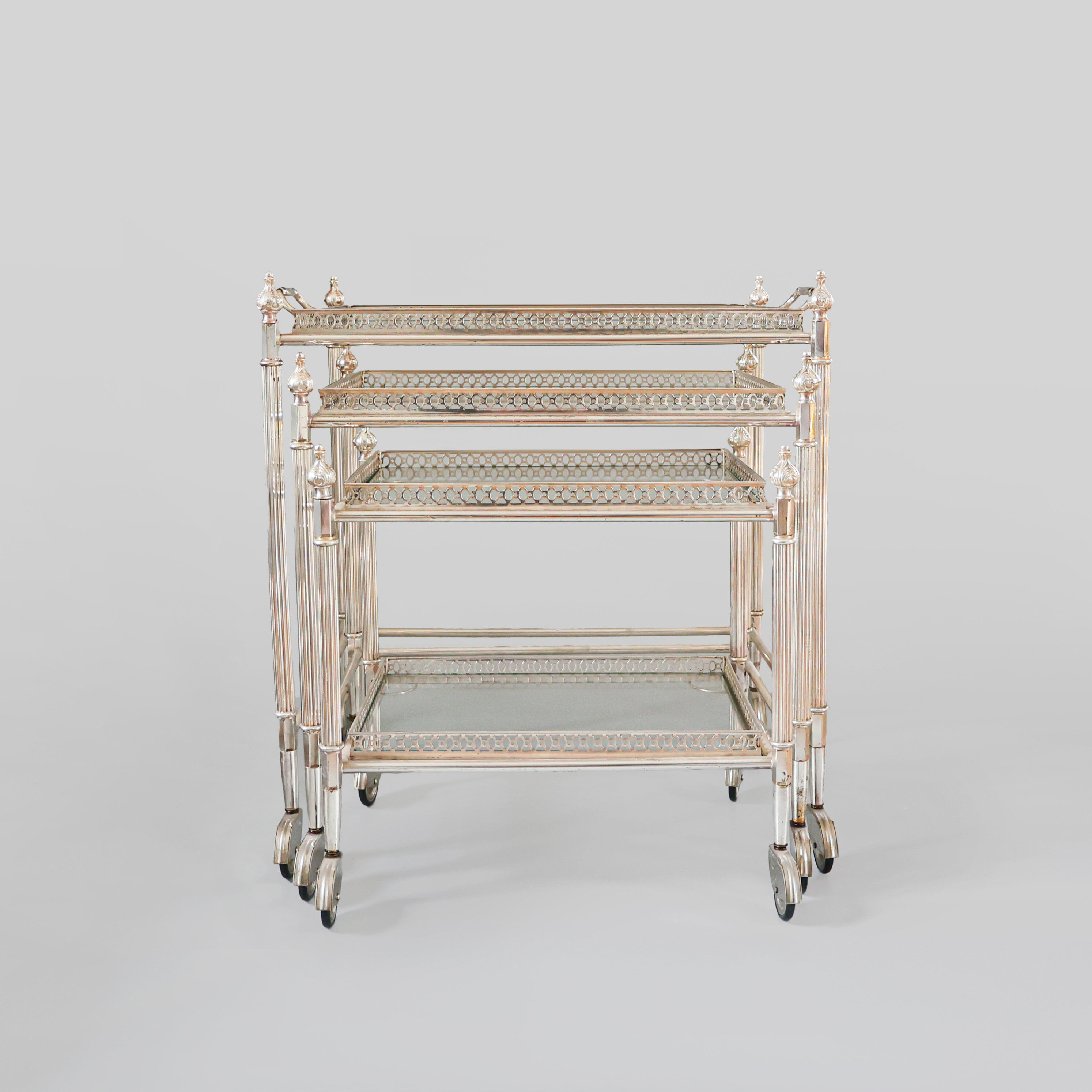 French neoclassical style nest of bar carts, 1960s.
