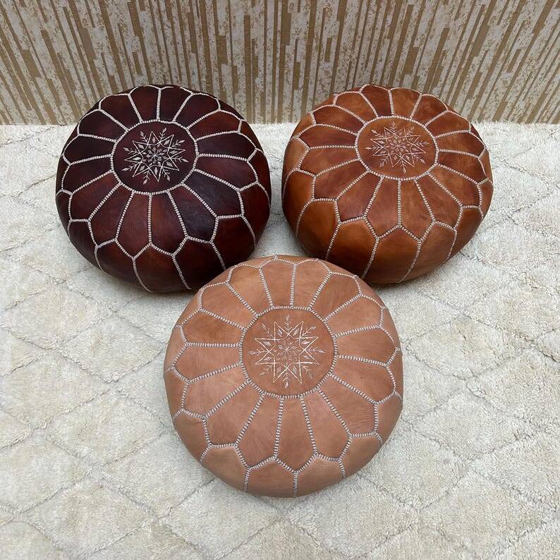 Handmade Moroccan Leather Pouf
