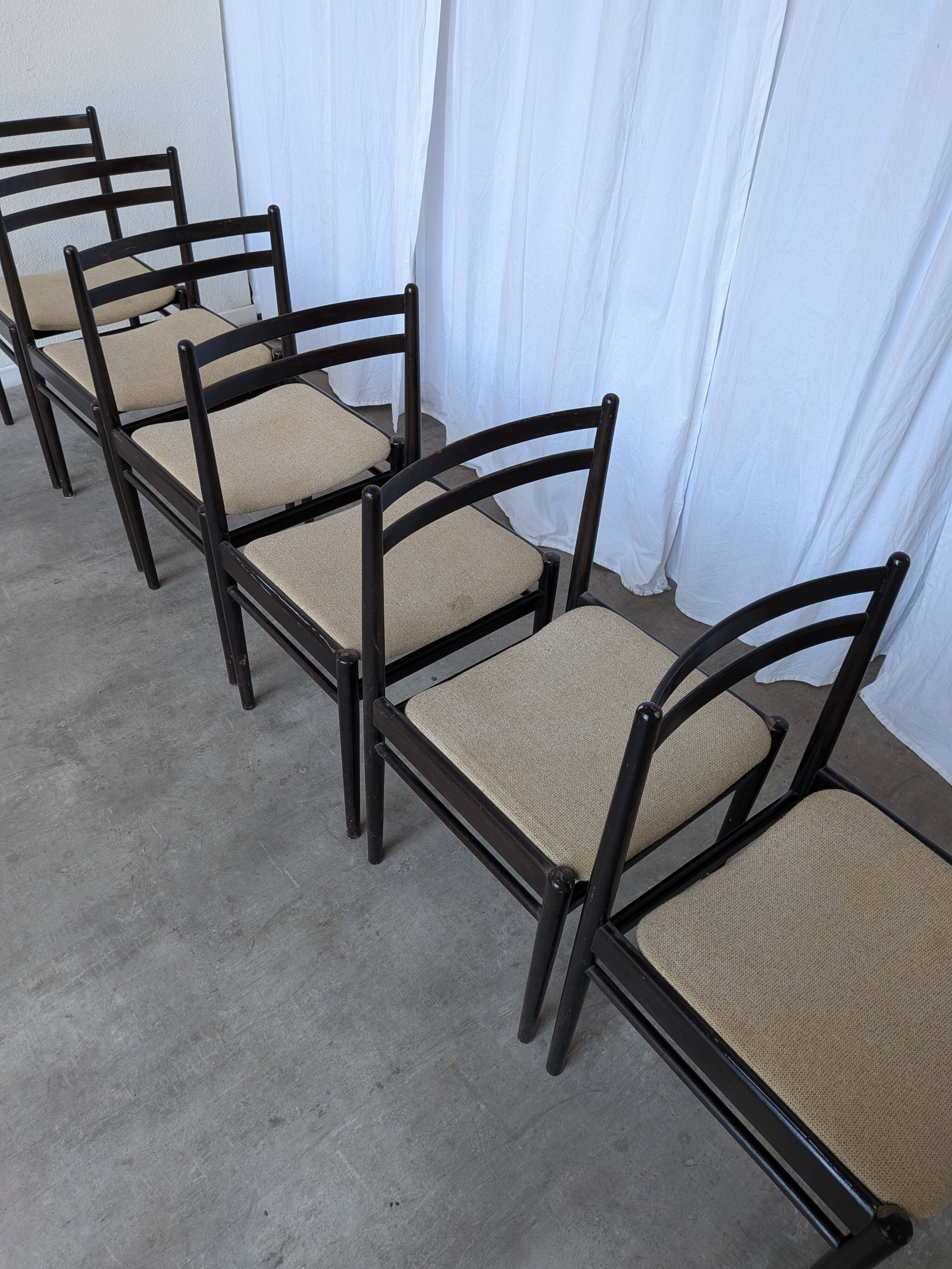 Ensemble de 6 chaises de salle à manger en bois de hêtre vintage / Style scandinave des années 50