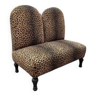 Banquette Napoleon III léopard double dossier