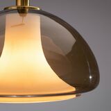Hanging lamp with smoked Murano glass and opaline inner shade