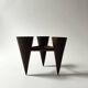Scandinavian tripod candle holder in carved wood, design from around 1970.