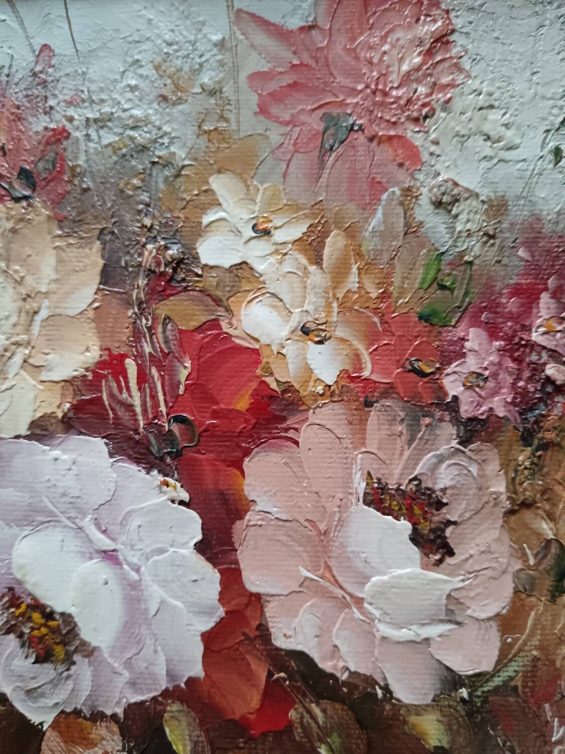 Oil of a bouquet and its lovely frame