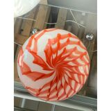 Contemporary Red and White Sphere Pendant in Glass