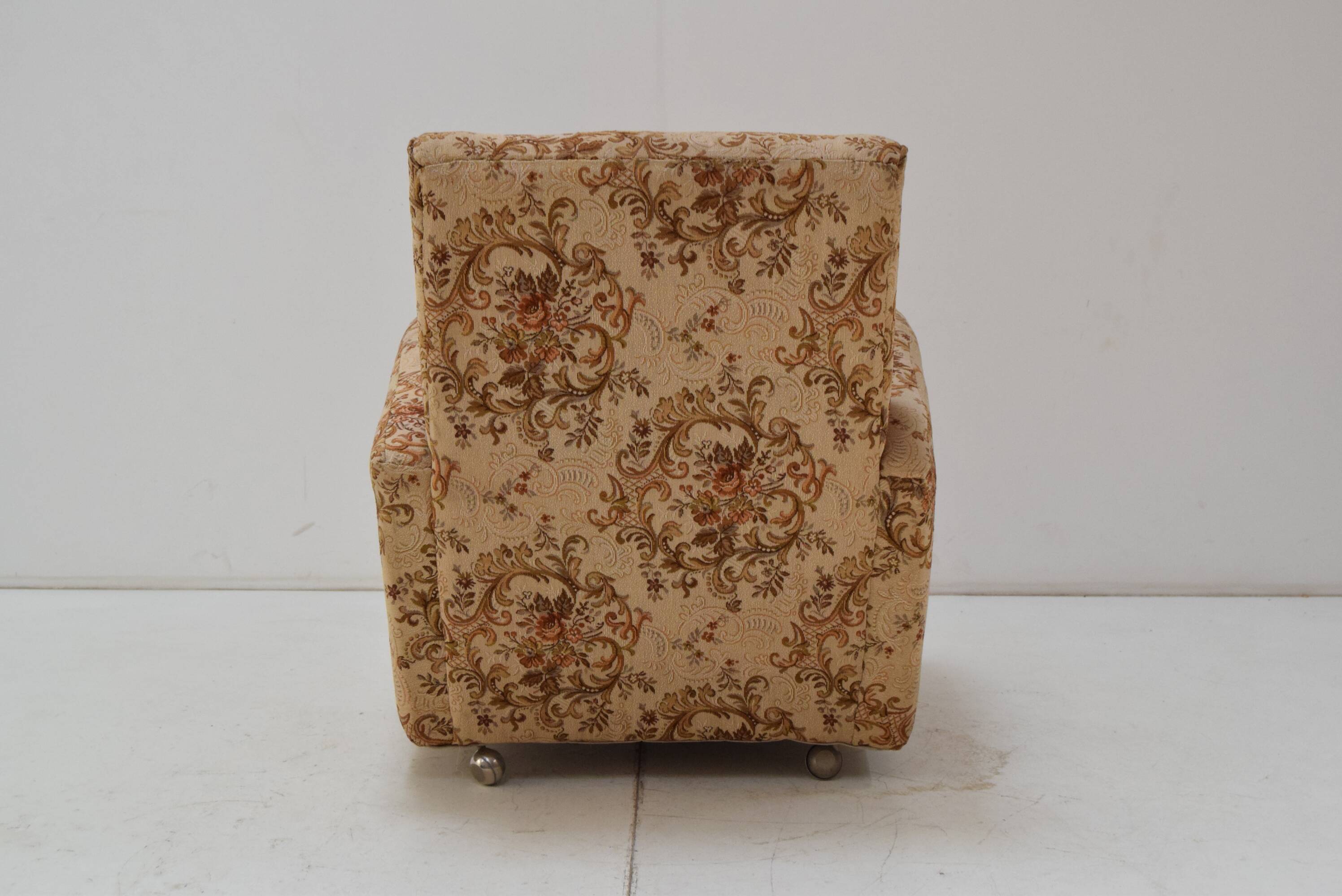 Vintage designed armchair with wheels, Czechoslovakia, 1950s.