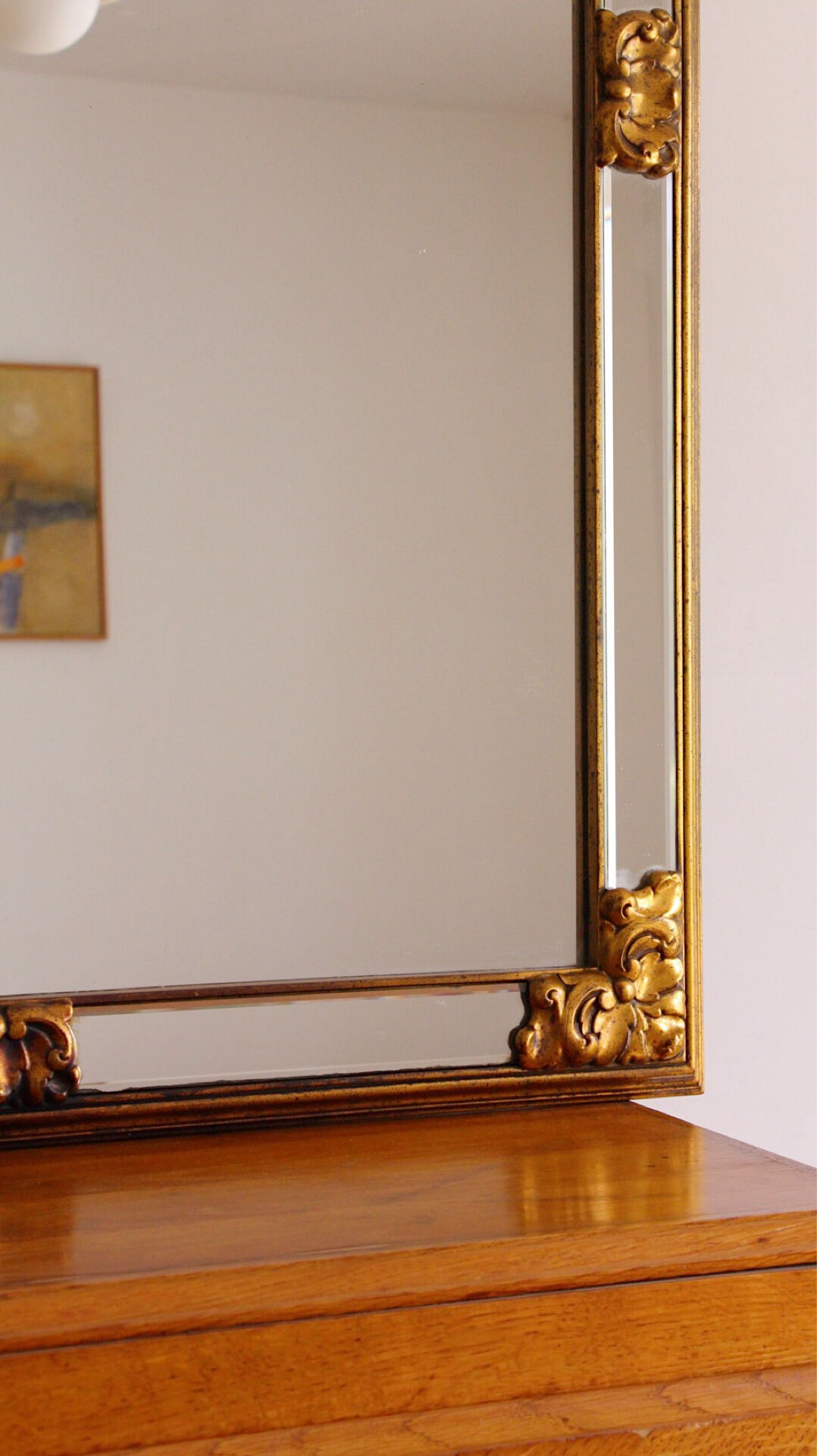 Large golden mirror Deknudt vintage 1970s