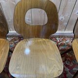 Set of 4 Baumann chairs model Eye in wood, 1950s design.