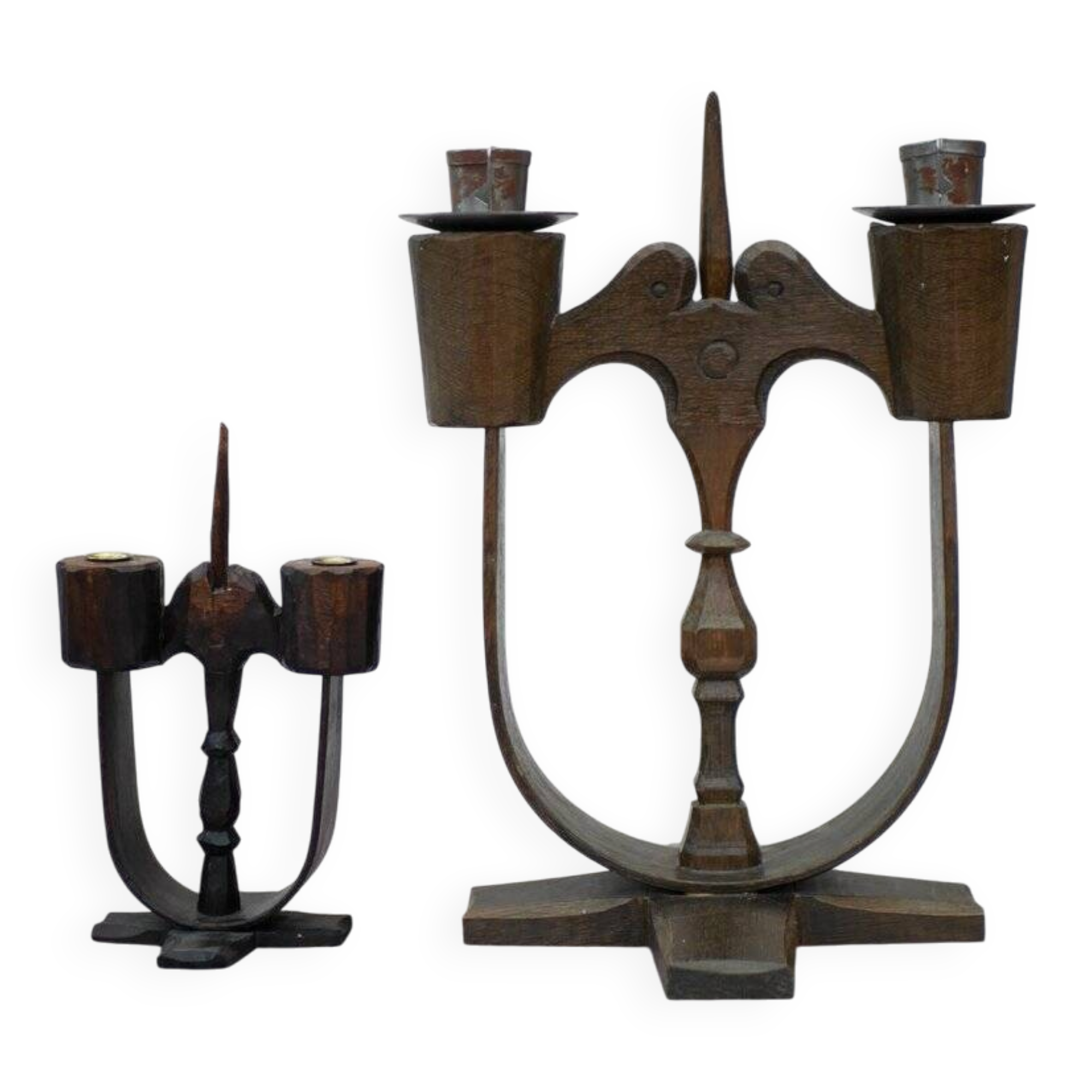 Swedish wooden candleholders from Taserud, 1955, set of 2