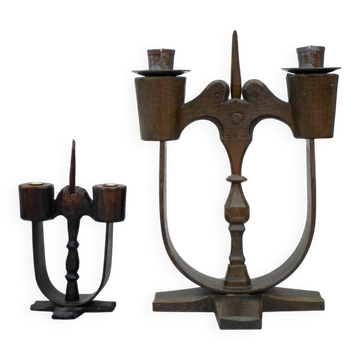 Swedish wooden candleholders from Taserud, 1955, set of 2