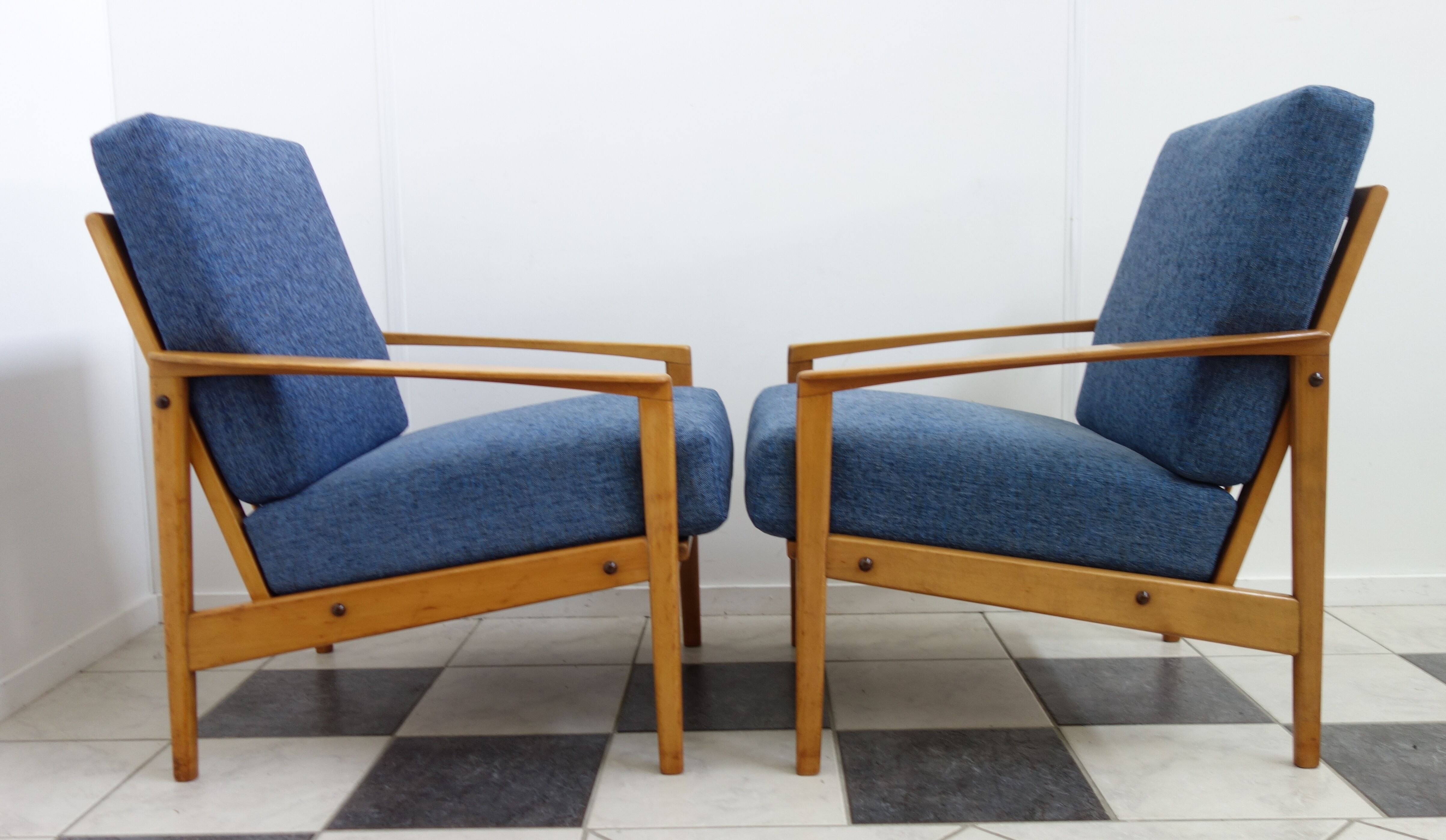 Set of two blue chairs 1960s
