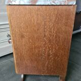 Pair of retro marble and wood bedside tables