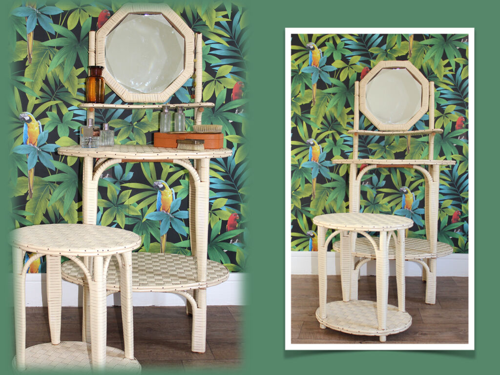 Dressing table and stool in scoubidou