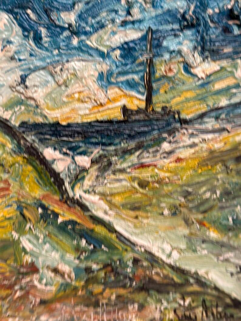Mid-Century Oil on Panel “View” by Stig Allan,  Signed & Framed– 34 × 28 cm