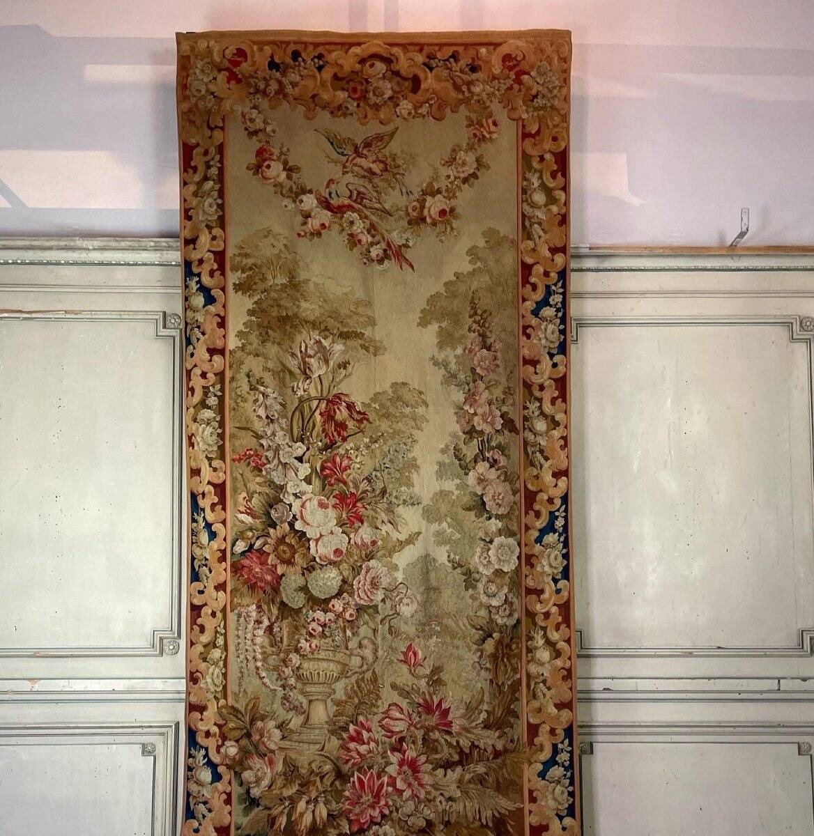 Tapestry, flower urn, Aubusson late 18th century