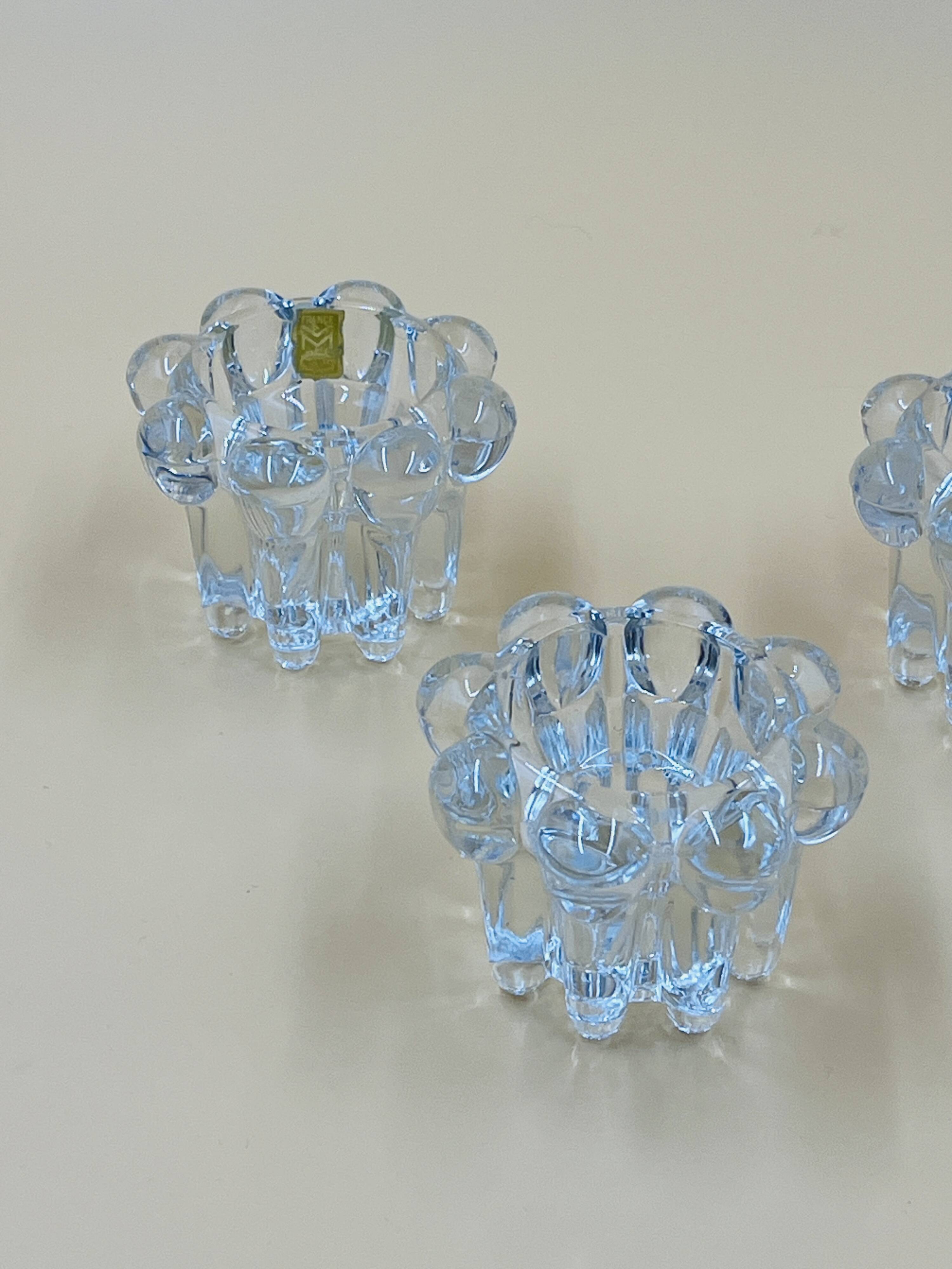 Set of 3 vintage glass candle holders – Glassware from Reims