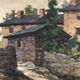 Ancient landscape painting of Auvergne , signed Gabriel Moiselet 20th century