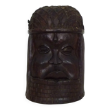 Tembé Art Noir Statue - Brown from Guyana in wood sculpture face Guyana 50s