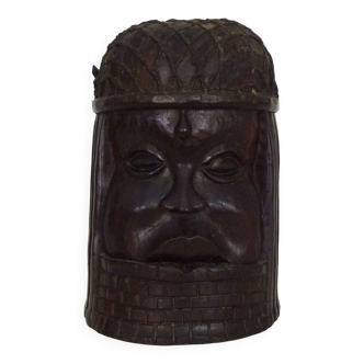Tembé Art Noir Statue - Brown from Guyana in wood sculpture face Guyana 50s