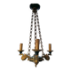 Lucien gau chandelier pendant lamp in bronze with swan decoration.