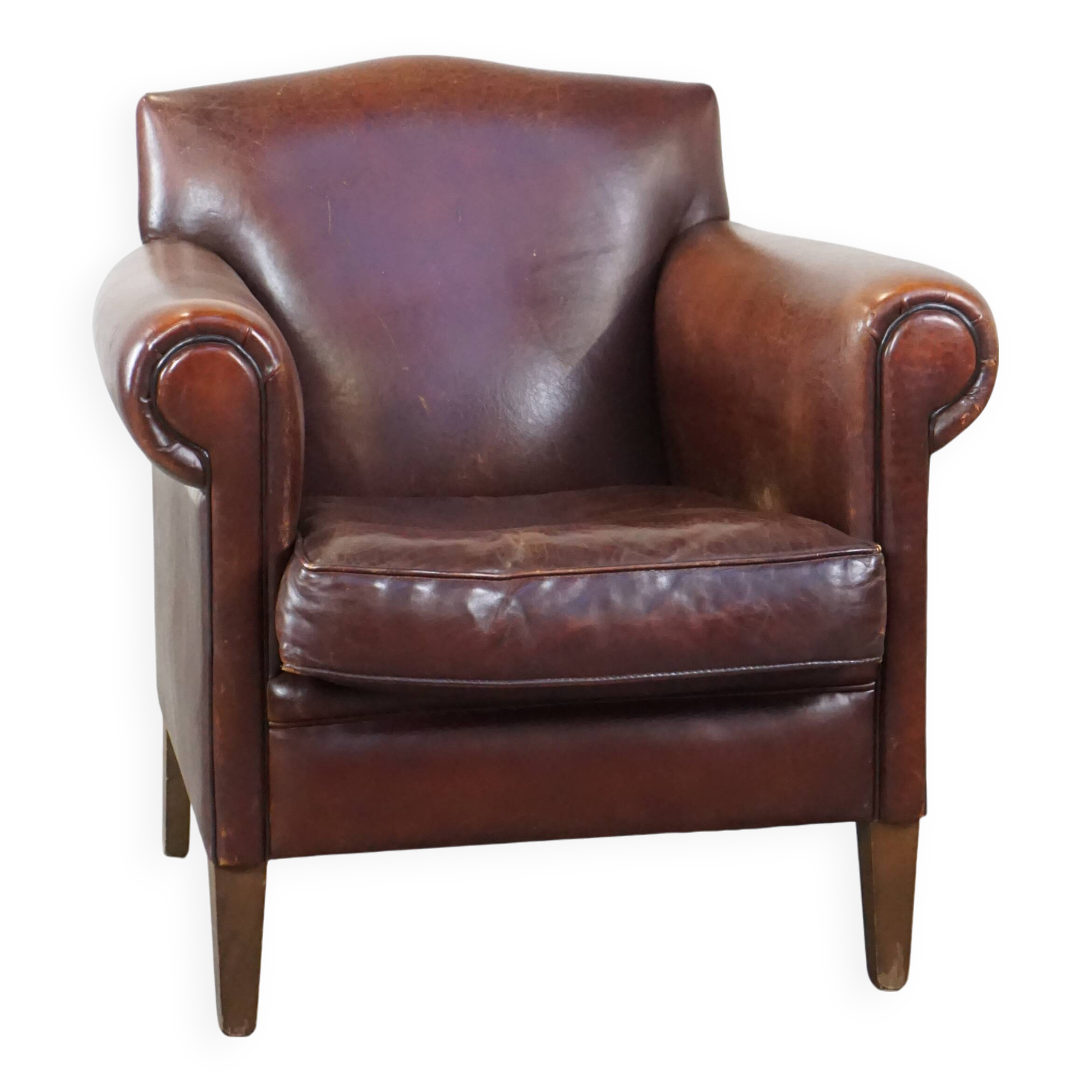 Design armchair made of sheep leather with a clean finish