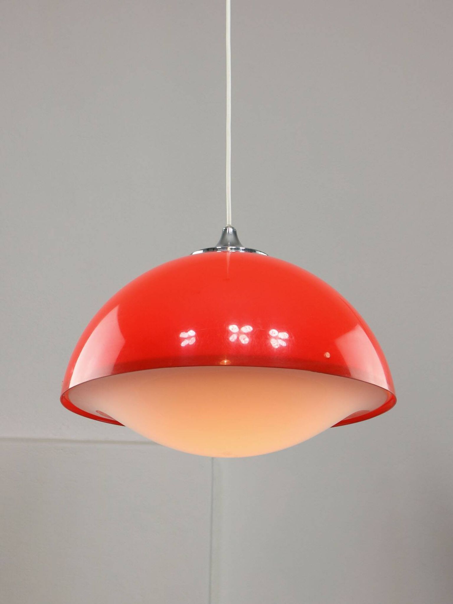 Italian Space Age Pendant in Plexiglass and Chrome, 1970s
