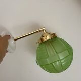 Vintage art deco globe wall light in green glass