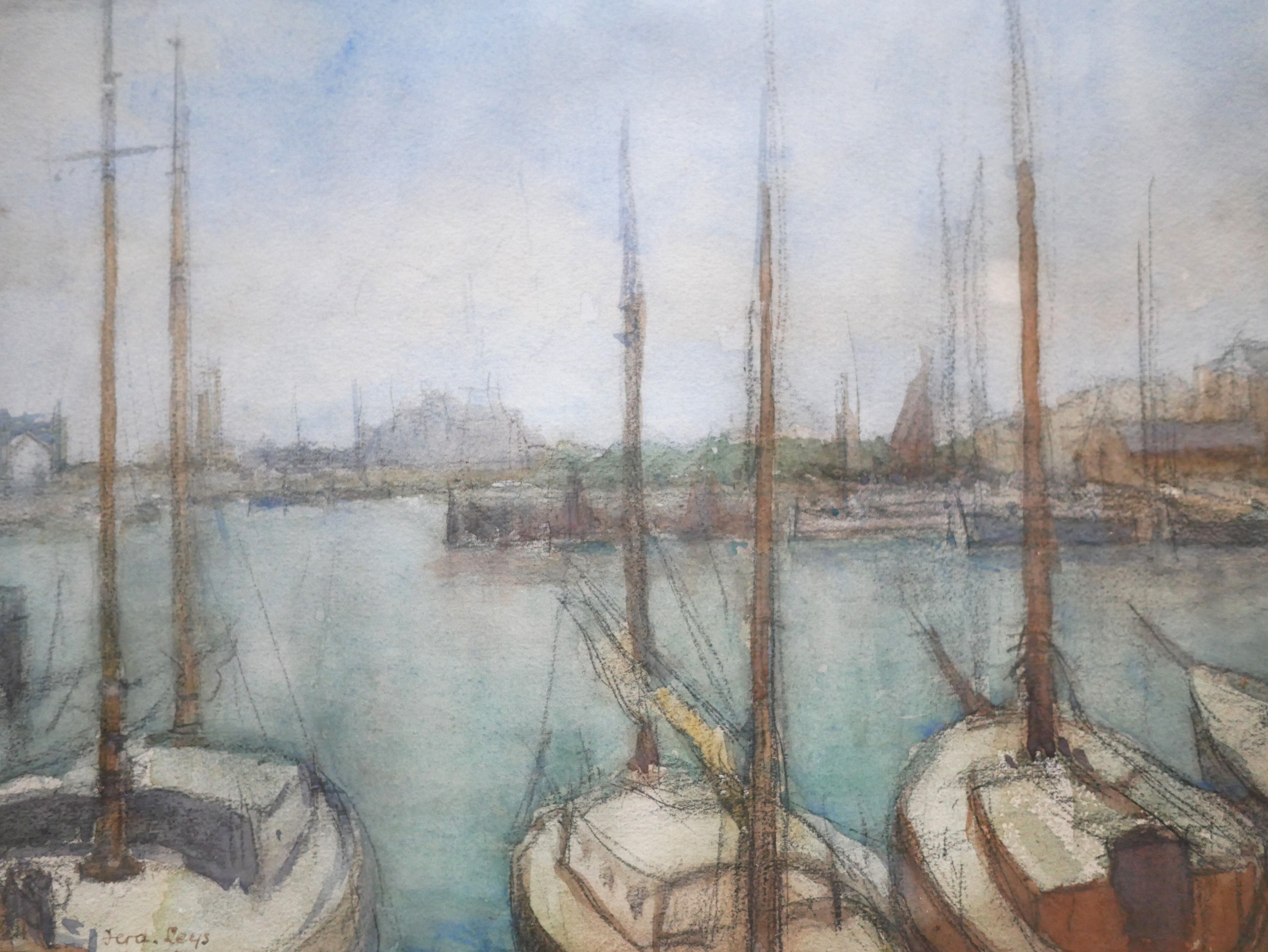 Old watercolor painting on paper signed F. Reys