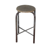 Old vintage metal and wood industrial workshop stool