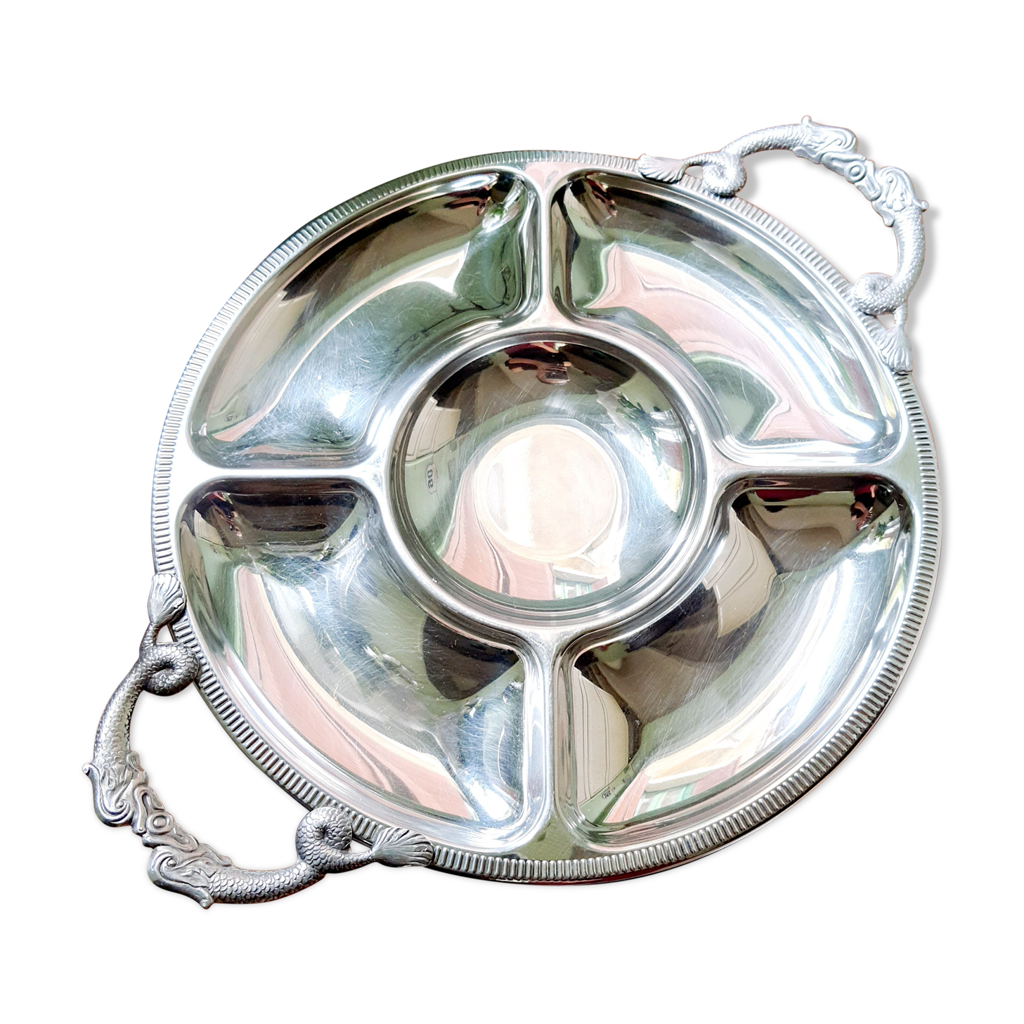 Large stainless steel tray Jean Couzon vintage