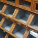Very large Dutch oak showcase for grocery or haberdashery, 1920s-1930s