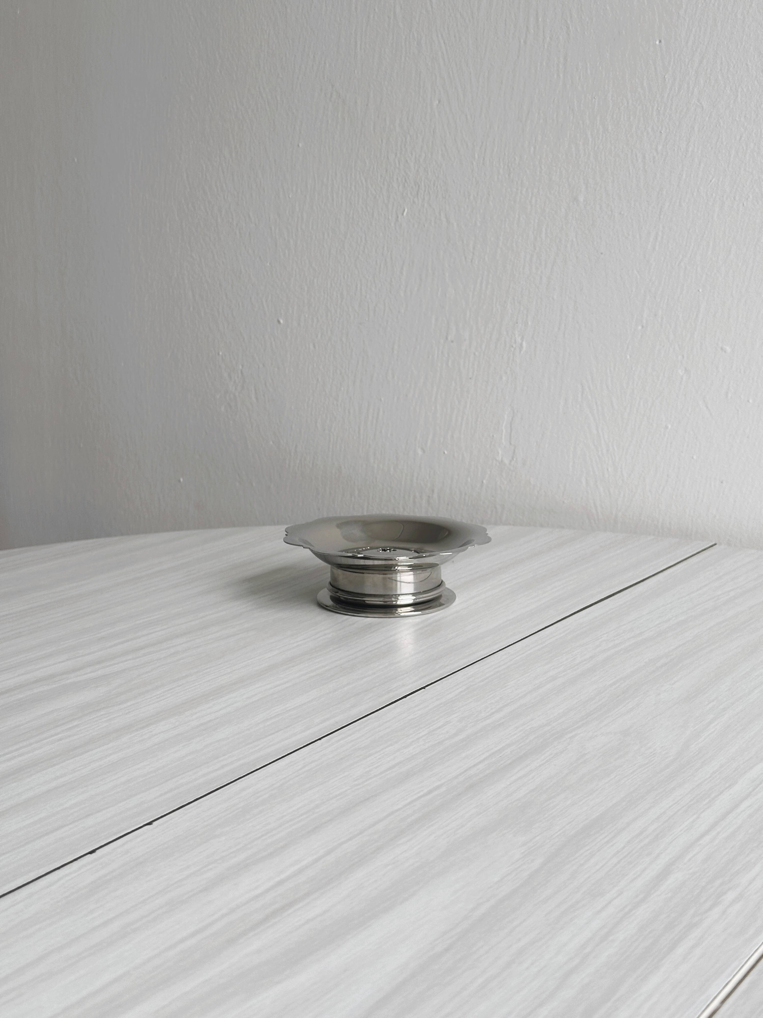 Vintage Coquillor butter dish in shiny metal