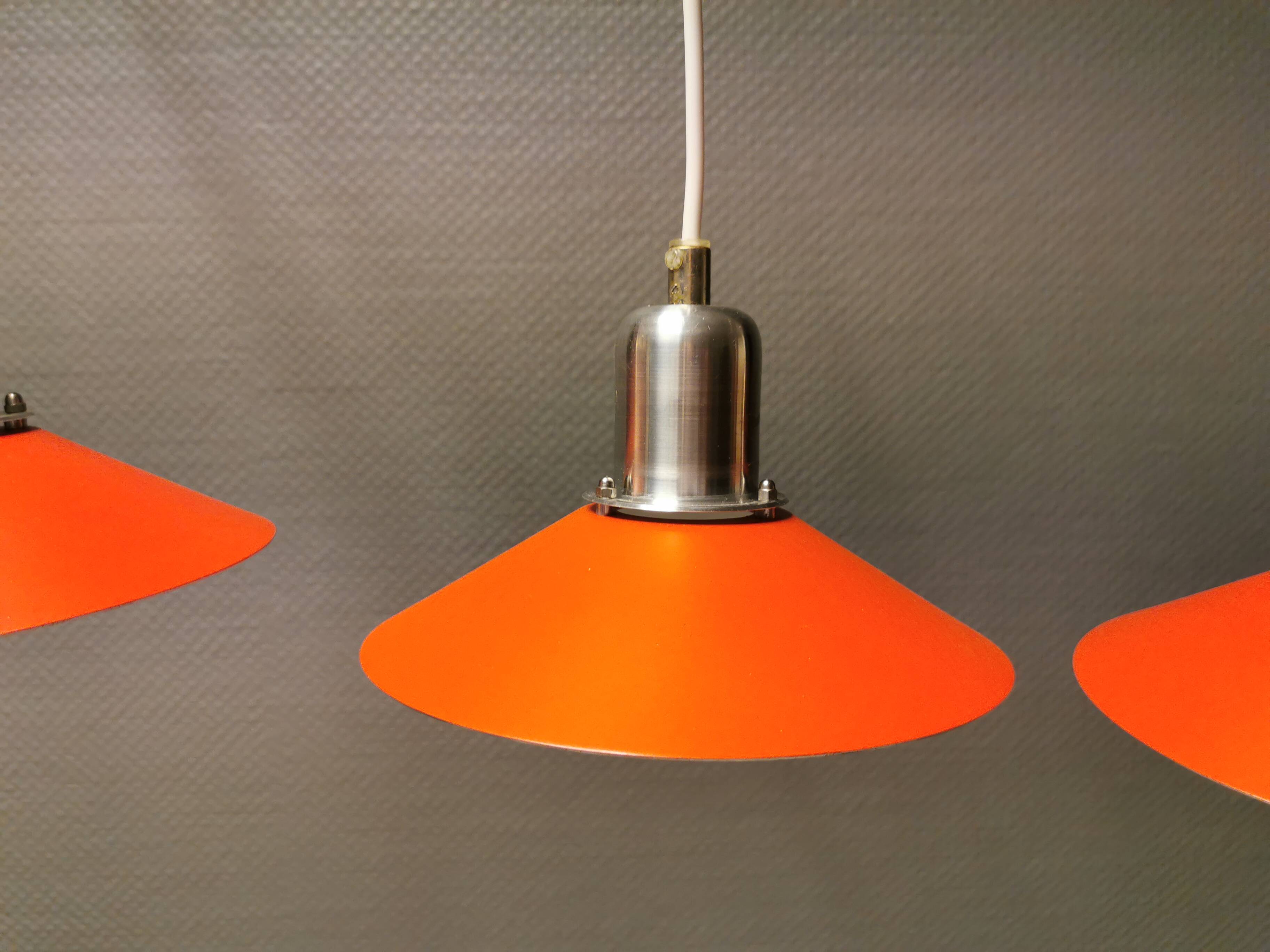 Three beautifully refurbished Tip-Top 2 hanging lamps, estimated 1990s.